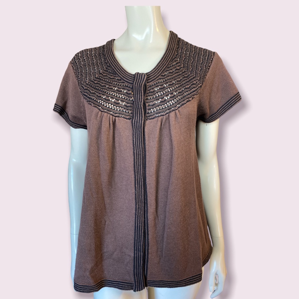 Brina & em 3 button brown and black cardigan